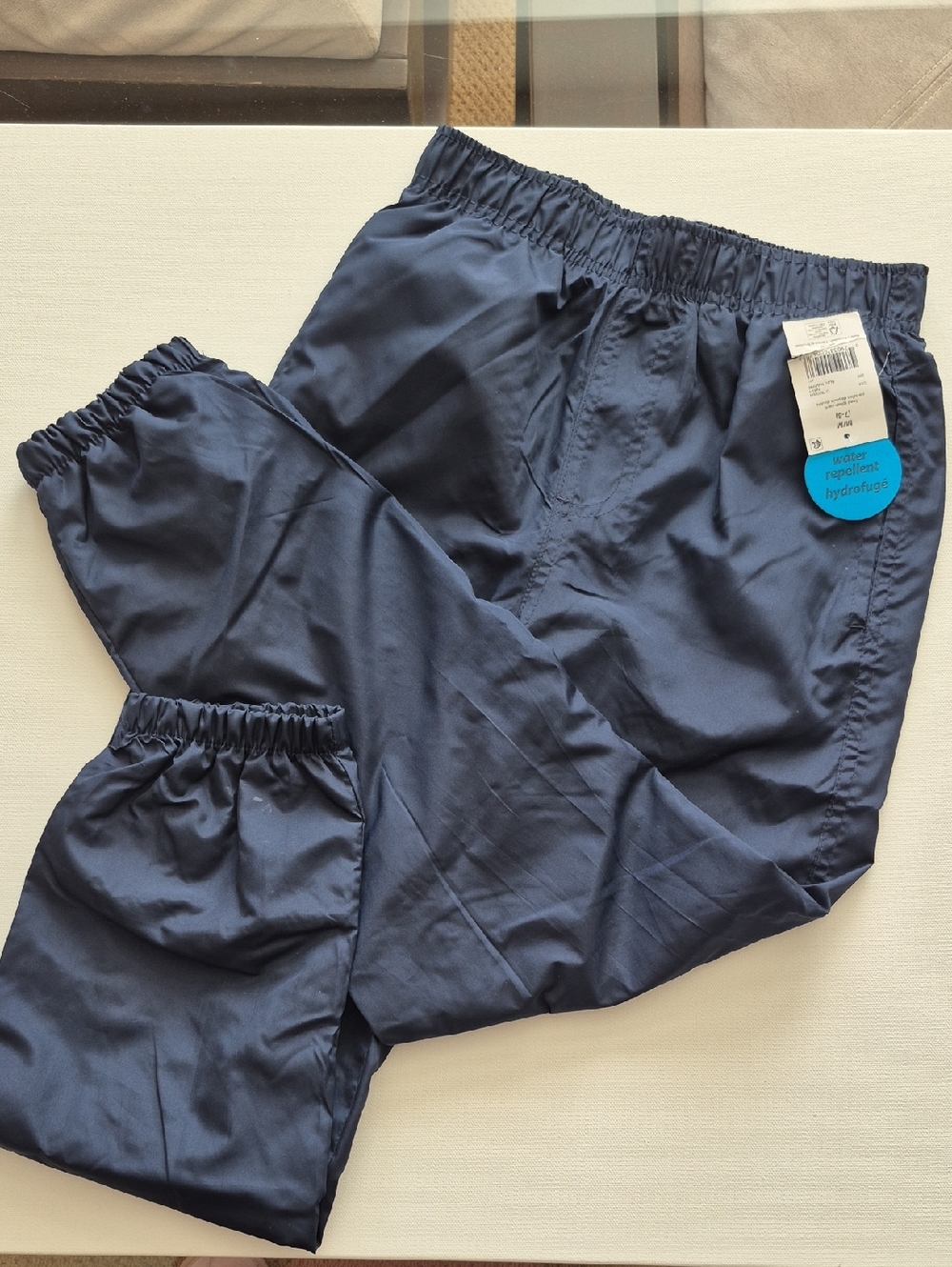 NWT! Kids' Navy Elastic-Waist Water Repellent Lined Splash Joggers